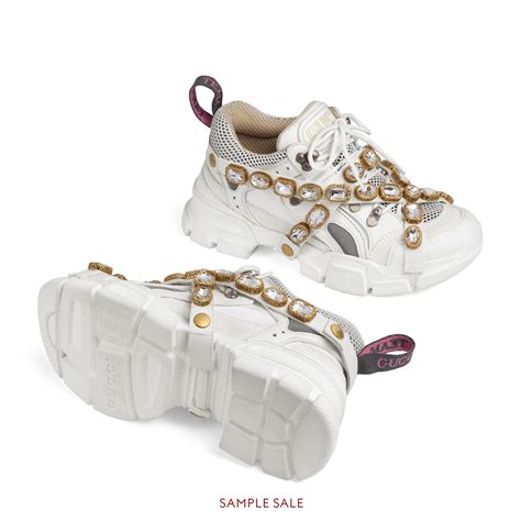 gucci crystal sneaker|gucci flashtrek with crystals white.